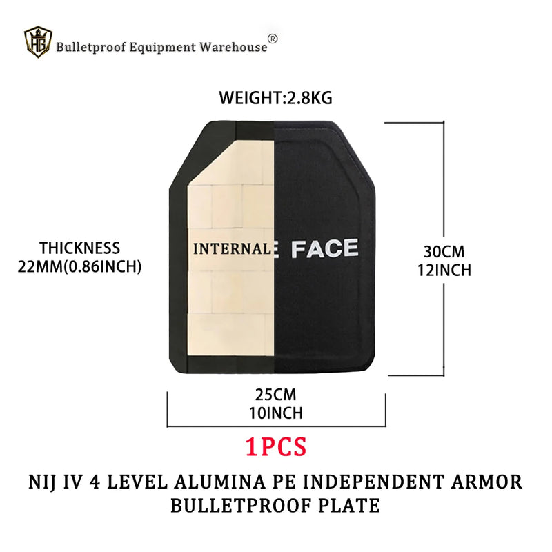 High Quality ISO Certified 10x12 Inch 22mm Ceramic Plus PE Composite Bulletproof Plate Protection Independent Protection Armor