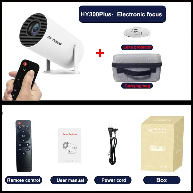 2024 new HY300 Pro plus Projector Android 4K 1280*720P Dual Wifi  Video  Portable Outdoor home hd led proyector cine en casa