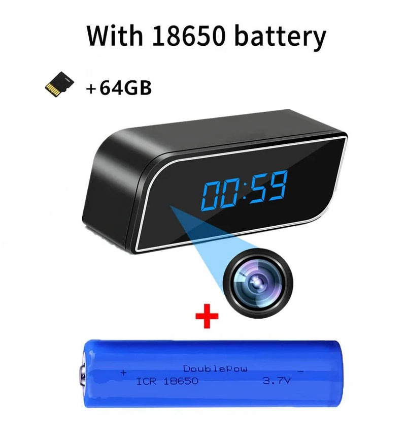 2025 high-definition 1080P WiFi mini clock camera, night vision mobile video alarm, supports wireless video, sports recording