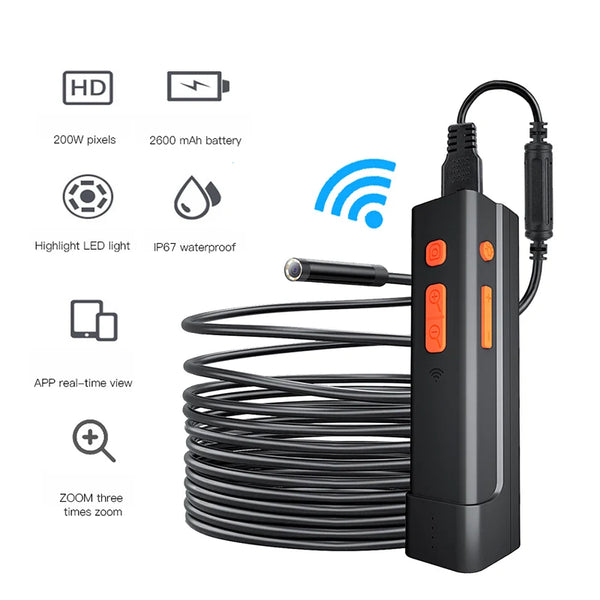 8mm Single & Dual Lens WiFi Endoscope Borescope Inspection Snake Camera IP67 3X Zoom For Android and iOS Smartphones iPhone