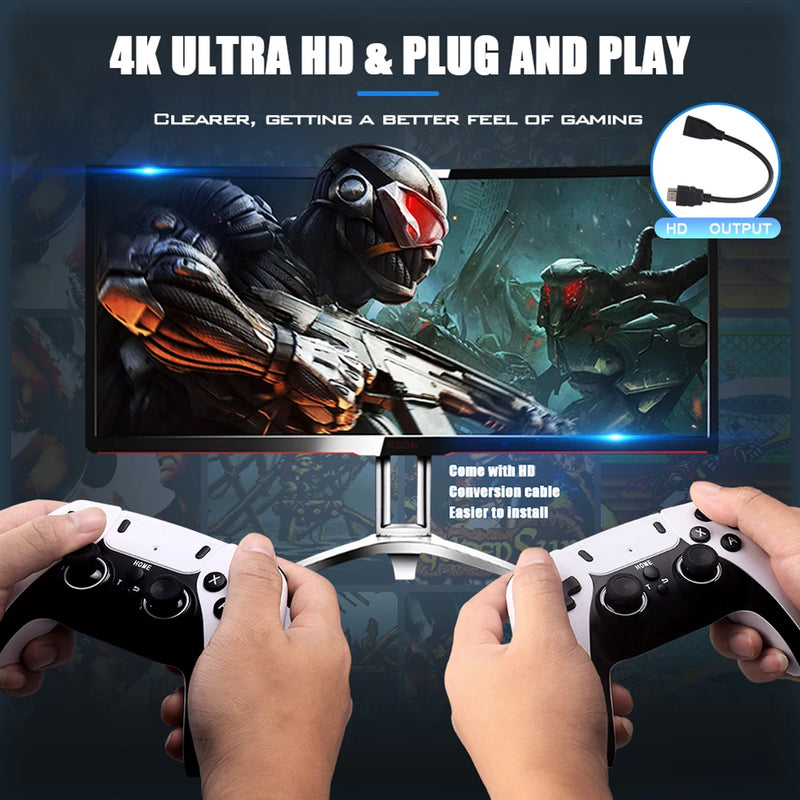 M8 Plus 256G 40000+ Games Video Game Console 2.4G Wireless Controller Emuelec 4.3 System 4K HD Retro Game Stick for PS1/GBA/N64