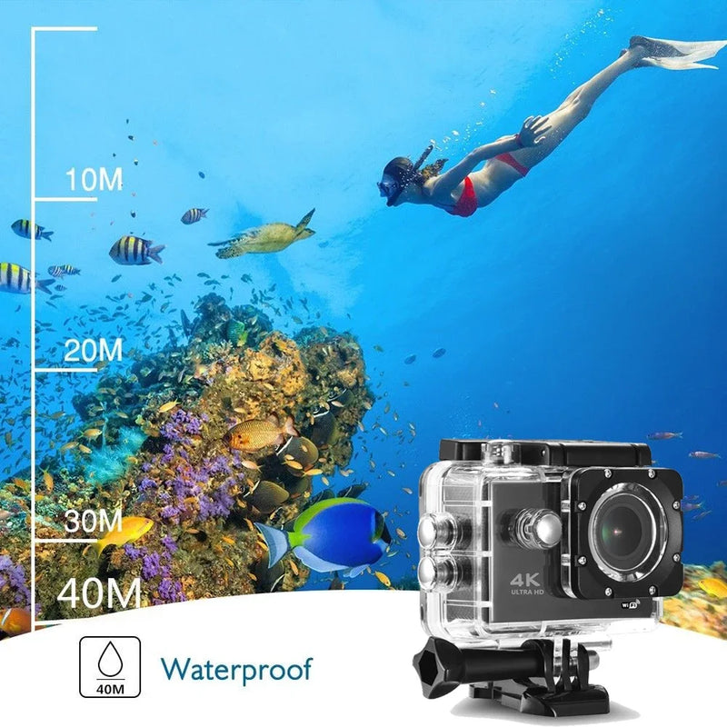 Action Camera 4K WiFi 2.0-inch Screen Waterproof 170D Underwater sports video cameras for motorcycle helmet Outdoor Sport Cam