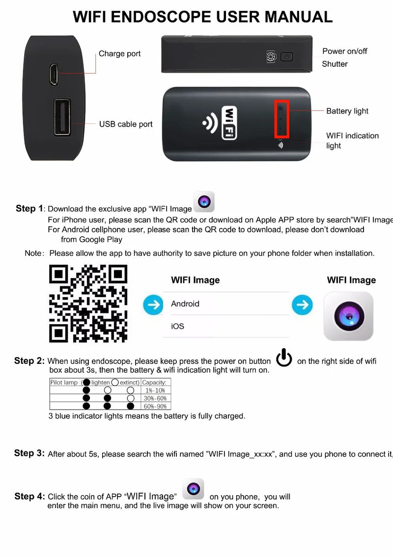 USB Endoscope Wifi Transmitter Box For Camera Borescope 1200P 720P 480P Resolution Compatible With Android iOS Ipad Device