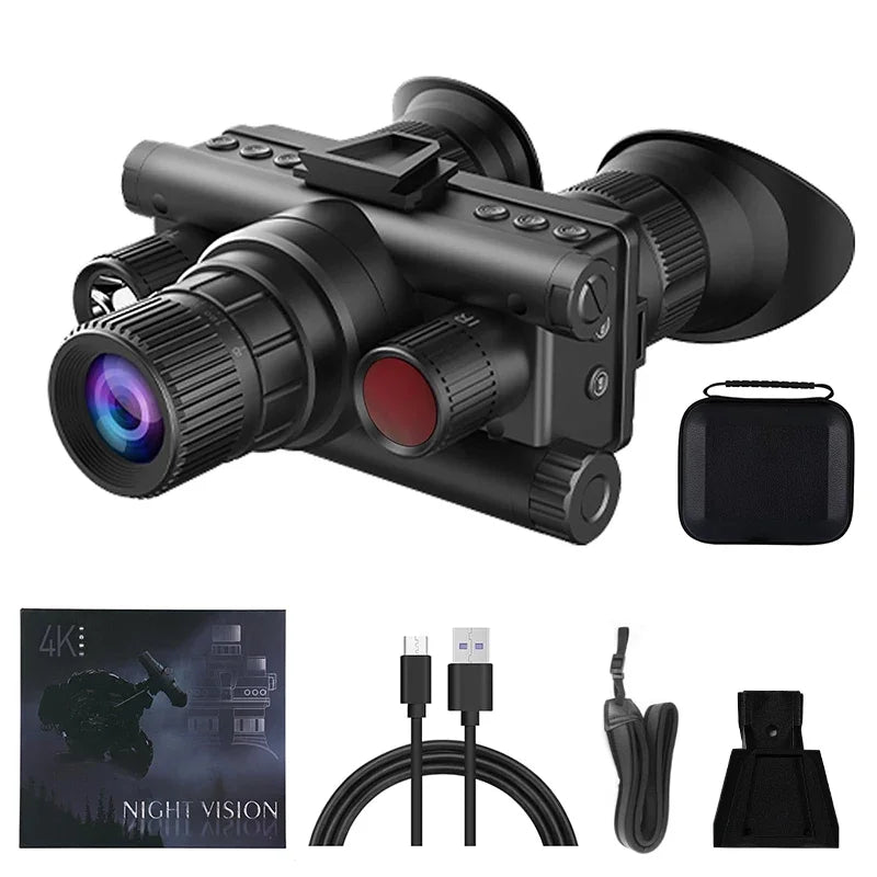 Digital Night Vision Binoculars Hunting 4K with IR Tacticle Flashlight Head Mounted Night Vision Goggles 8x Zoom 600M Long Range