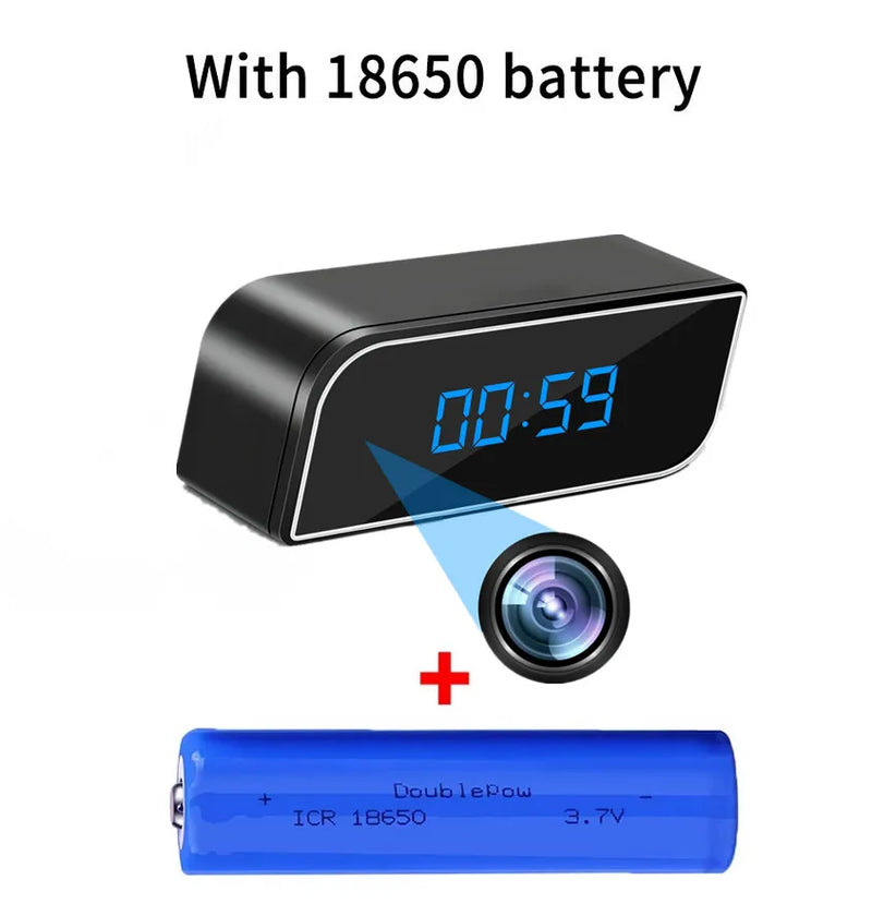 2025 high-definition 1080P WiFi mini clock camera, night vision mobile video alarm, supports wireless video, sports recording