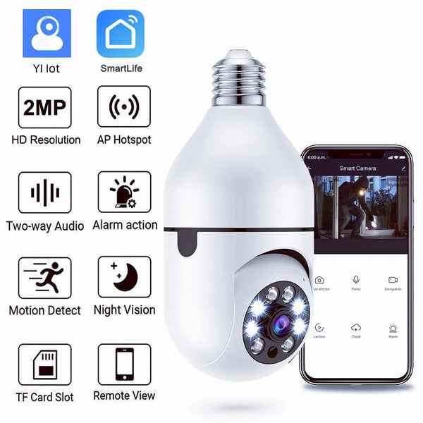 YI Iot E27 Bulb Surveillance 5G Wifi Camera 2MP Night Vision Full Color Automatic Human Track Security Protection Monitor Camera