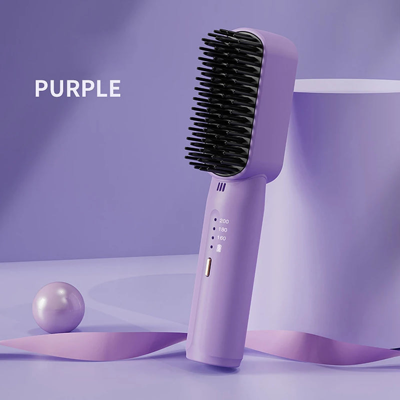 Cordless Hair Straightener Brush Hot Air Brush Negative Ions Do Not Hurt Hair Portable Electric Hair Brush USB Charge