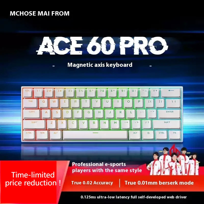 Mchose Ace 60 Pro Valorant Magnetic Mechanical Keyboard Esports Game Performance Beast 0.02mm Accuracy 0.125ms Delay  Fury Mode