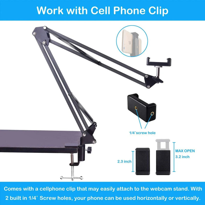 1/4" Screw Webcam Camera Phone tripod Table Stand Set Overhead Shot Photography AdjustableDesktop  Arm stand For Phone Camera