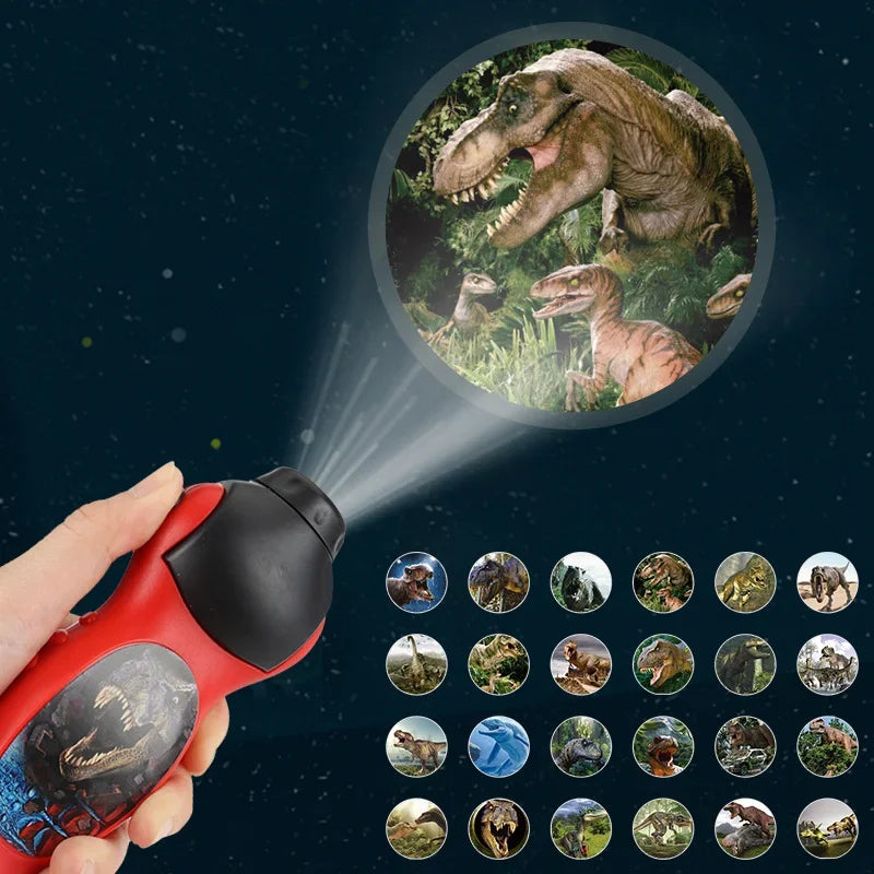 Children Projection Flashlight Cartoon Picture Dinosaur Pattern Projector Toy Night Learning Toys Kids Early Education Fun Toys