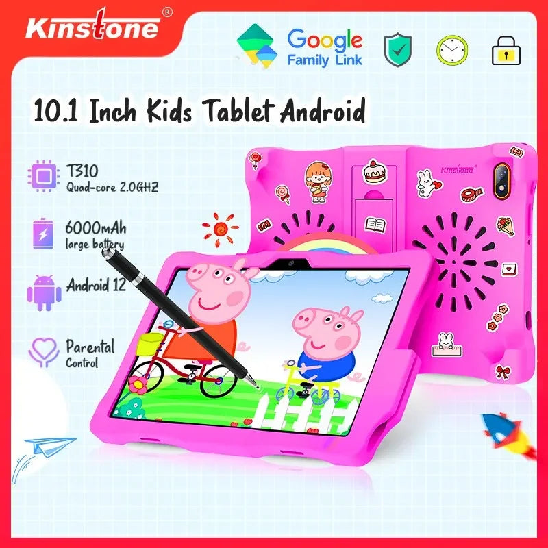 Kinstone Kids Android12 Tablet 10.1 Inch 6000mAh 3GB+32GB Education PC Safety Eye Protection Screen Tablets Parental Lock Tablet