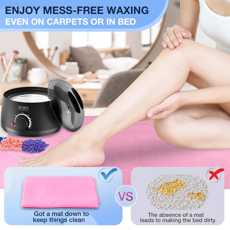 Waxing Kit WUWUVISTA Hair Removal Hard Wax Kit Wax Melt Warmer Waxing Beads Face/Brazilian/Full Body/Bikini/Sensitiive skin