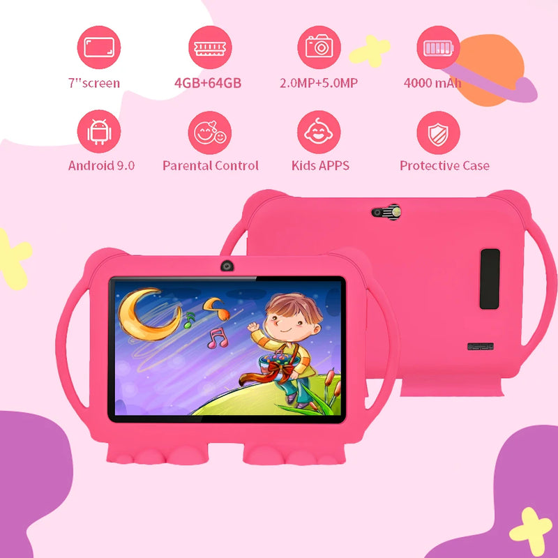 Sauenaneo 5GWIFI Children's Tablet 4GB RAM 64GB ROM Four Core Children's Education Games Android 9.0 System 4000mAh Battery