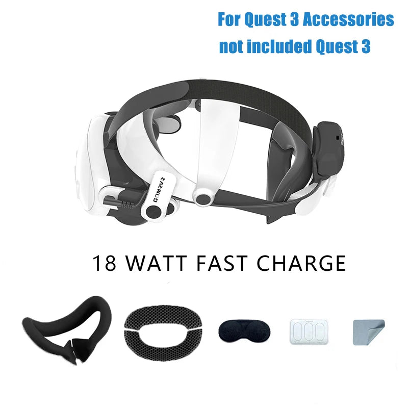 GOMRVR G3 Battery Head Strap compatible with Meta Quest 3 Replacement of Elite Strap 18 watt Magnetic Fast Charge 5000 battery