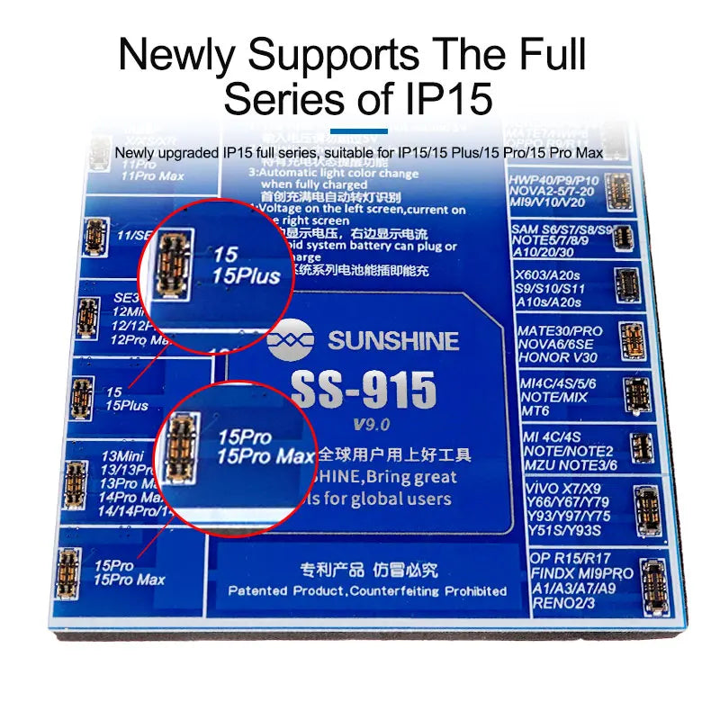 SUNSHINE SS-915 9.0 Universal Battery Quick Charging Activation Board Test Fixture for iPhone for Android