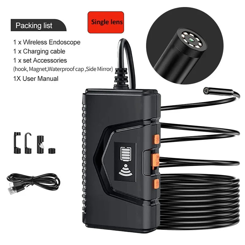 Wireless Endoscope for Automotive Inspection Semi-Rigid Flexible Waterproof Single & Dual WiFi Borescope Camera For Android IOS