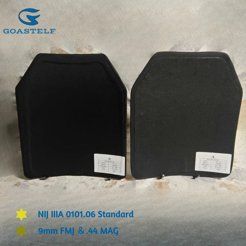 A pair of NIJ IIIA UHMWPE bulletproof plates, two Level 3A lightweight design tactical vest armor plates ballistic plates