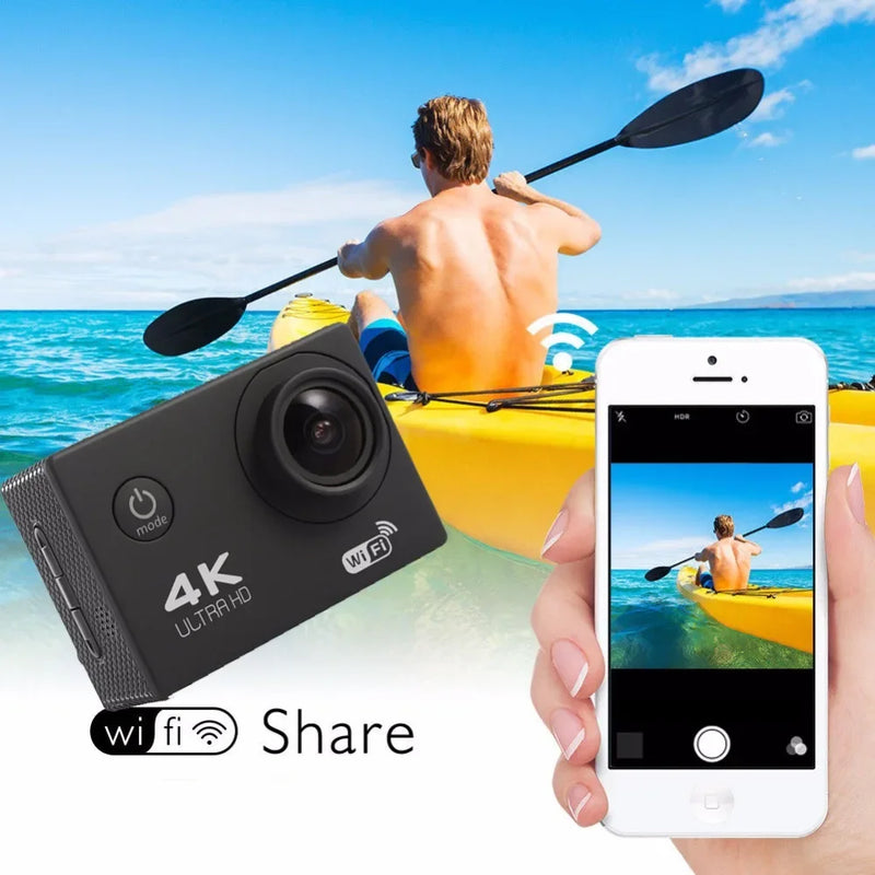 Action Camera 4K WiFi 2.0-inch Screen Waterproof 170D Underwater sports video cameras for motorcycle helmet Outdoor Sport Cam