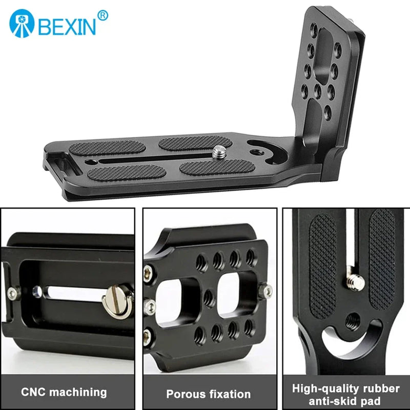 BEXIN Universal Camera L Bracket Shot Quick Release L Plate 1/4 Inch Screw Swiss Vertical Video Compatible Nikon Canon Sony Fuji