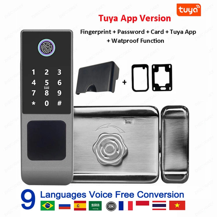 Outdoor Waterproof Tuya Smart Lock with Remote Control IC Card Digital Key-pad Electronic Biometria Security Lock For Gate Door