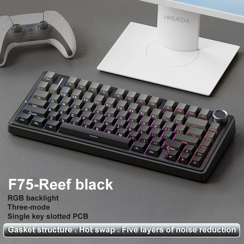 AULA F75 Original OEM RGB LED Light PC Customized 2.4G Wireless Gaming Mechanical Switch Hot-Swap 75% Keyboard Bluetooth Gasket