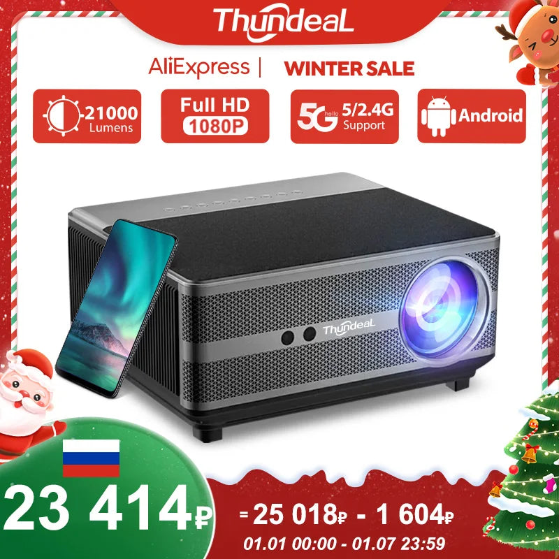 ThundeaL Full HD 1080P Projector WiFi LED 2K 4K Video Movie Beam TD98 TD98W Android Projector PK DLP Home Theater Cinema Beamer