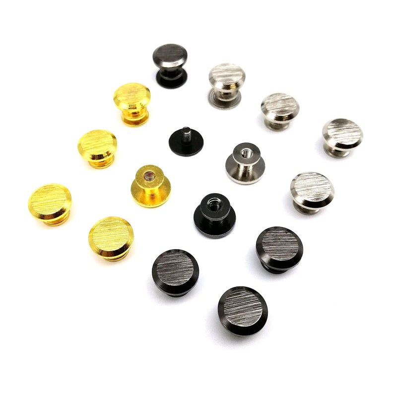 10pc High Quality Solid Brass Flat Round Head Screwback Chicago Screw Back Nail Rivet Stud Spot for Leather Craft Bag Belt Strap