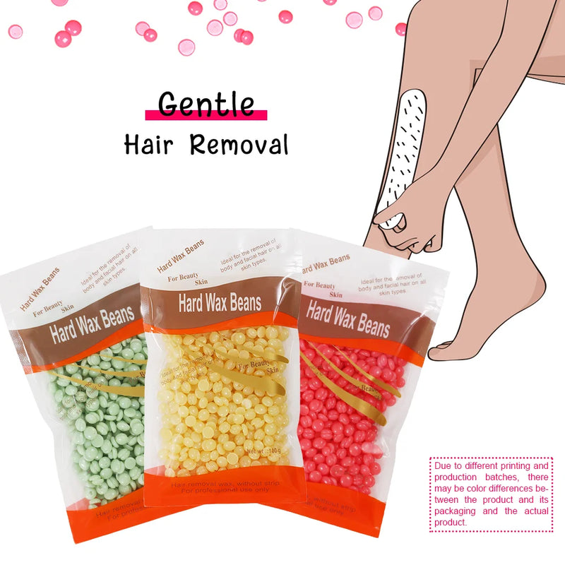 WUWUVISTA 100g/3.52oz Hot Wax Hair Removal Depilatory Waxing hard Beans for Wax Heater Painless for all Hairs Removal Beans