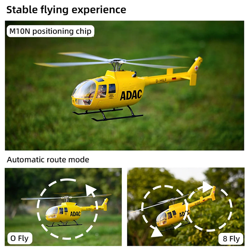 470 class FLYWING BO105 scale helicopter 4 blades rotor head rc helicopter High-realistic automatic route mode one click return