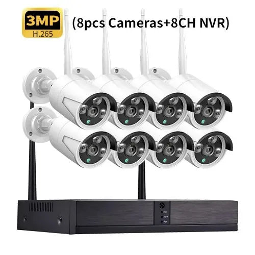 Gadinan 8CH 3MP Wireless NVR Kit Face Detect H.265+ Security System Outdoor Audio Wifi IP Camera Video Surveillance CCTV Camera