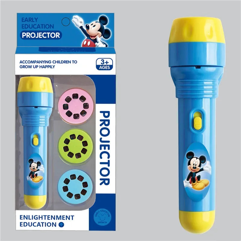 Disney Projection Flashlight Toys Cartoon Lights Spiderman Mickey Frozen Pattern Game Early Childhood Projection Flashlight Gift