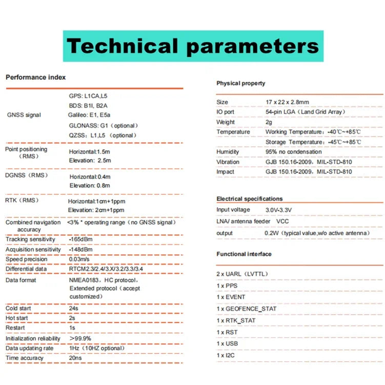 FOR DJ uav/drone/robot Ultra-low power GNSS/RTK module Supports single-system independentlocation multi-system joint location
