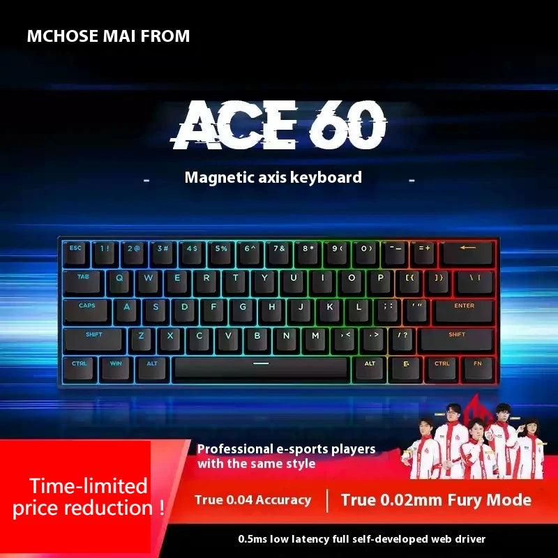 Mchose Ace 60 Pro Valorant Magnetic Mechanical Keyboard Esports Game Performance Beast 0.02mm Accuracy 0.125ms Delay  Fury Mode