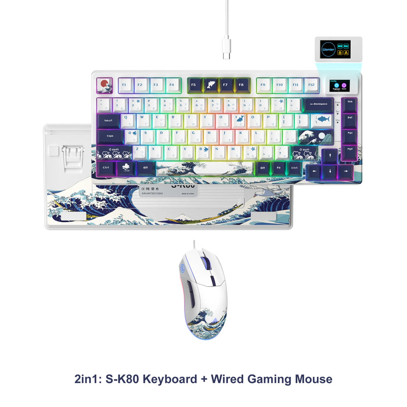 womier SK80 Gasket Mounted Mechanical Keyboard  81 Key Gamer Keyboard 75% Hot Swap RGB Gaming Keyboard with Smart Display for PC