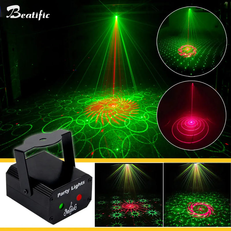 Mini USB Disco Lights for Home Party Nightclub Karaoke Bar Evening Game Laser Projector Stage Lighting Strobe 32 Patterns