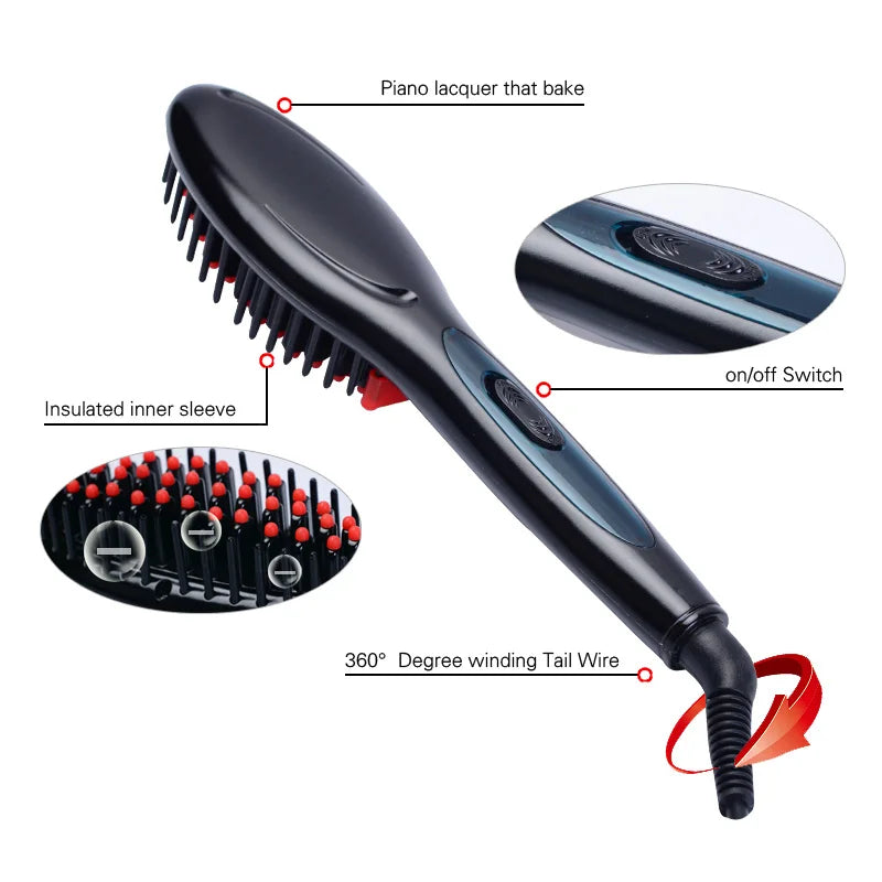 New Professional Electric Hair Straightener Comb Hair Brush Straightening Irons EU/ US/ UK/AU Plug