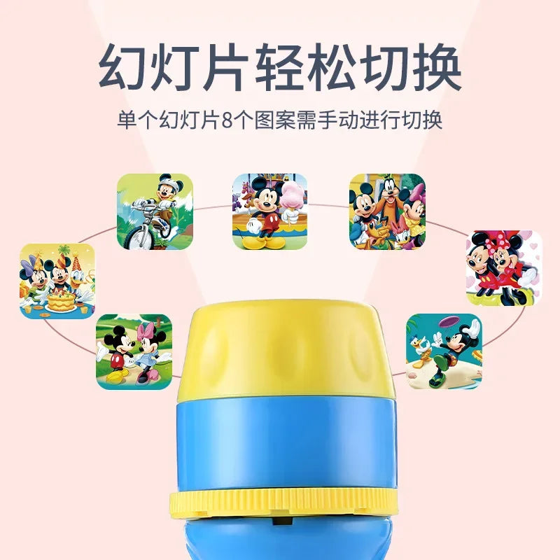 Disney Projection Flashlight Toys Cartoon Lights Spiderman Mickey Frozen Pattern Game Early Childhood Projection Flashlight Gift