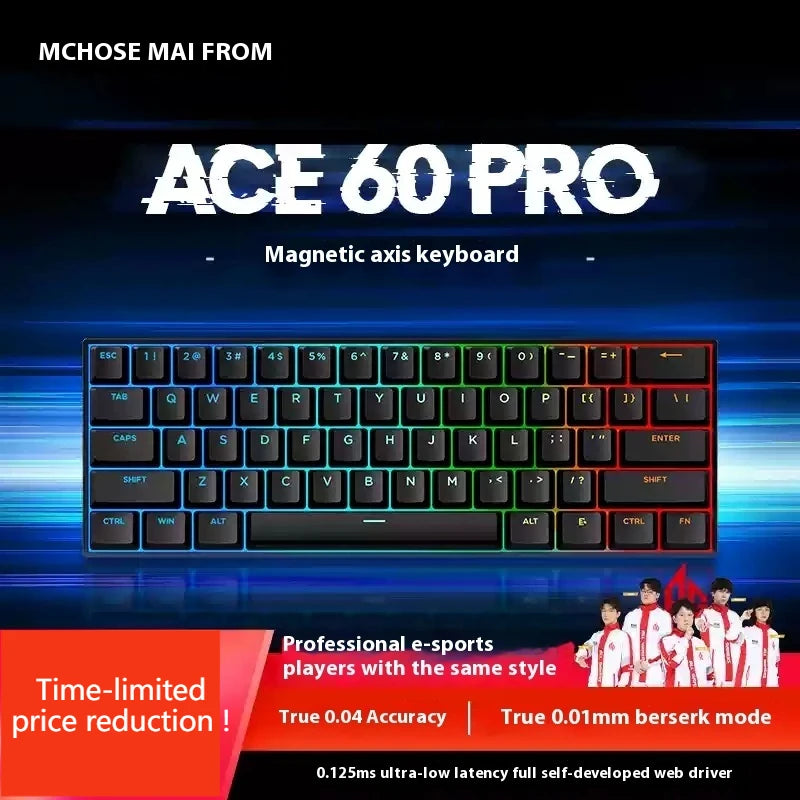 Mchose Ace 60 Pro Valorant Magnetic Mechanical Keyboard Esports Game Performance Beast 0.02mm Accuracy 0.125ms Delay  Fury Mode