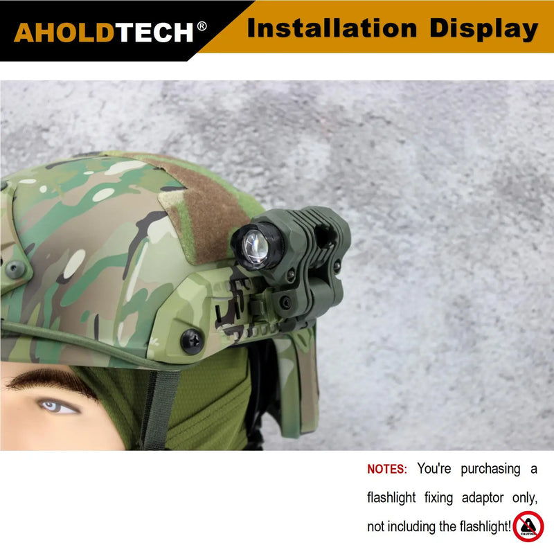 Aholdtech FA02 25mm Multi-Angle Flashlight Holder Tactical Helmet Light Clamp Mounted On Fast Bulletproof Helmet Rail