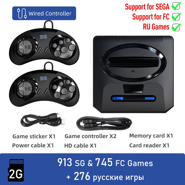 DATA FROG Y2SG Retro Video Game Console 16Bit Console For Sega Stick Wireless Controller Built-in 1913 Classic Games Sega NES