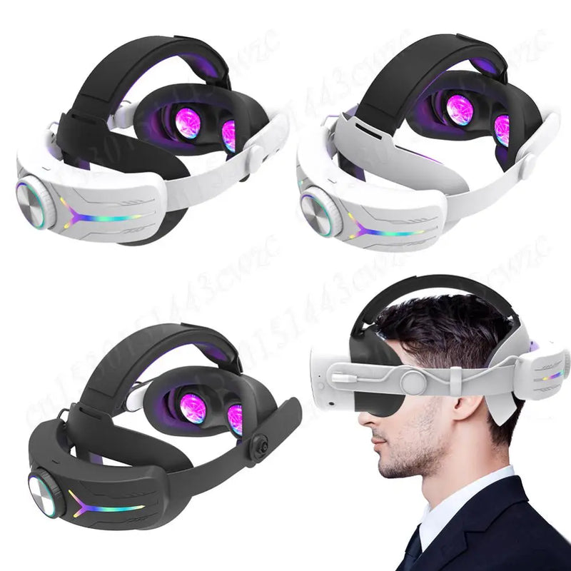 Comfort Adjustable RGB Head Strap for Meta Quest 3S VR Headset Head Band Head Strap 6000mAh Battery Extend VR Playtime Headband