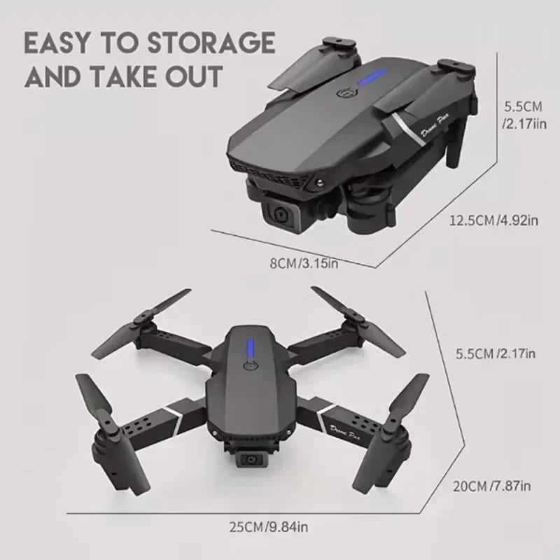 2024 E88 Pro WIFI FPV Drone Wide Angle HD 4K 1080P Camera Height Hold RC Foldable Quadcopter Drone Helicopter Toys Kids Gifts