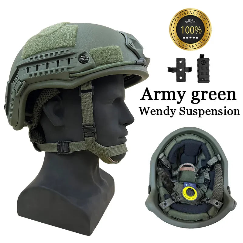 High Cut Trajectory Helmet FAST PE NIJ IIIA XP Cut Ballistic Helmet Wendy's Lined Black UHMW-PE Tactical Bulletproof Helmet