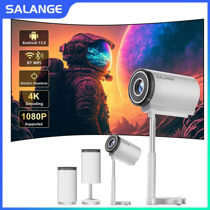 Salange X5W Smart Mini Projector Native 720P Support 1080P 4K Video Android13 WiFi Bluetooth Electronic Focus Ceiling Projection