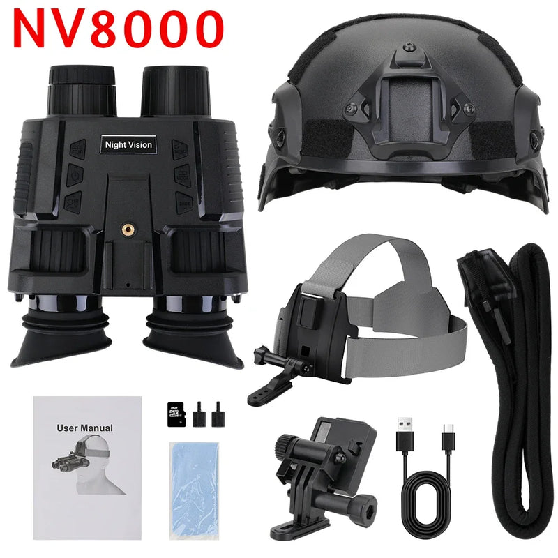 NV8300 NV8000 Head Mount Binocular Telescope 8X Digital Zoom 4K UHD Built-in Battery 7levels IR Helment Night Vision for Hunting