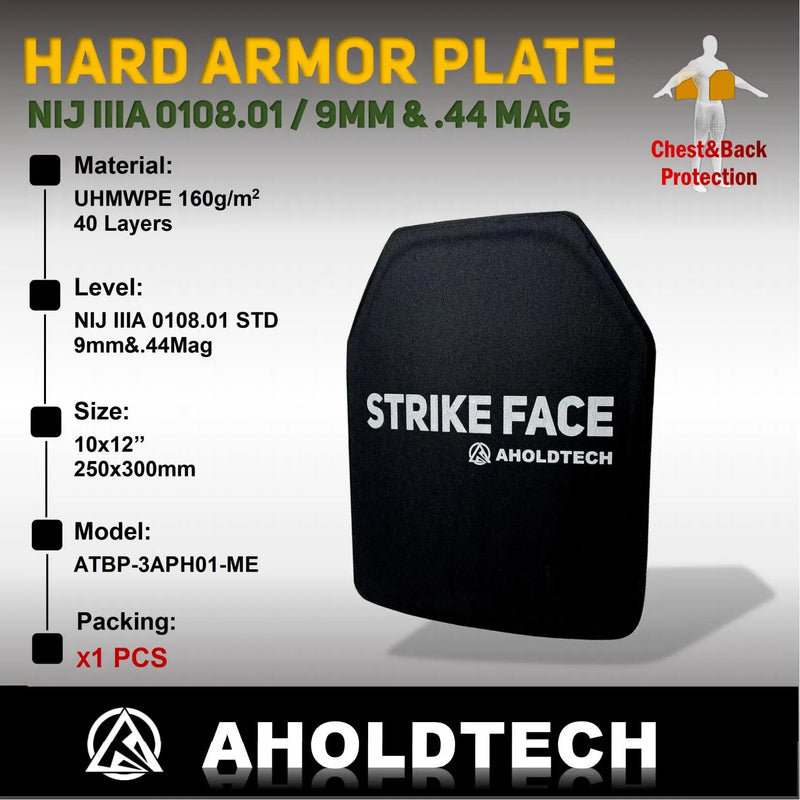 Aholdtech 10X12 Genuine ISO NIJ IIIA 3A Ultra Light Soft Hard Armor Plate Bulletproof Plate For Self Defense Security Protection