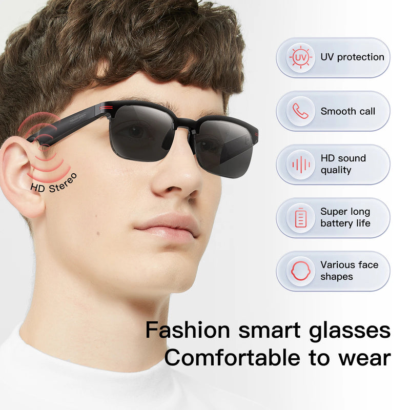 New Bluetooth Smart Glasses Camera 4K Photo Video Recording For Music / Call/ Sports/Travel/Drive/Business Sunglasses Men Women