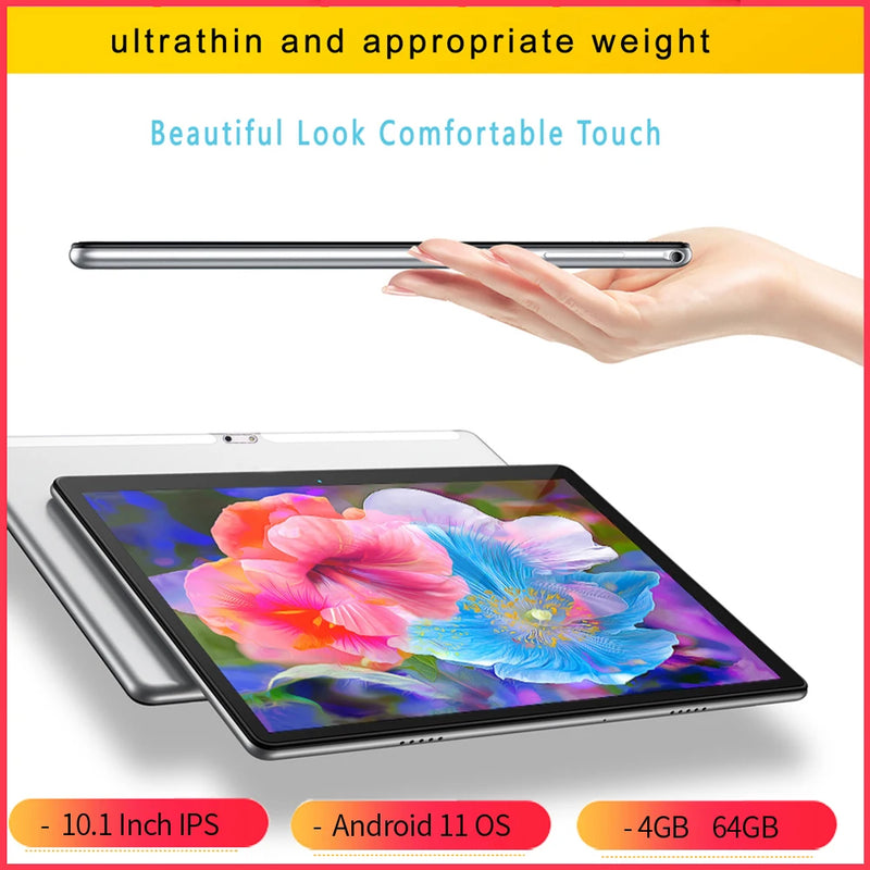 2025 New BDF 10.1 Inch Android11 Tablet Pc Google Play Dual Camera Octa Core Dual SIM Phone Call Tablets WiFi 4GB RAM 64GB ROM