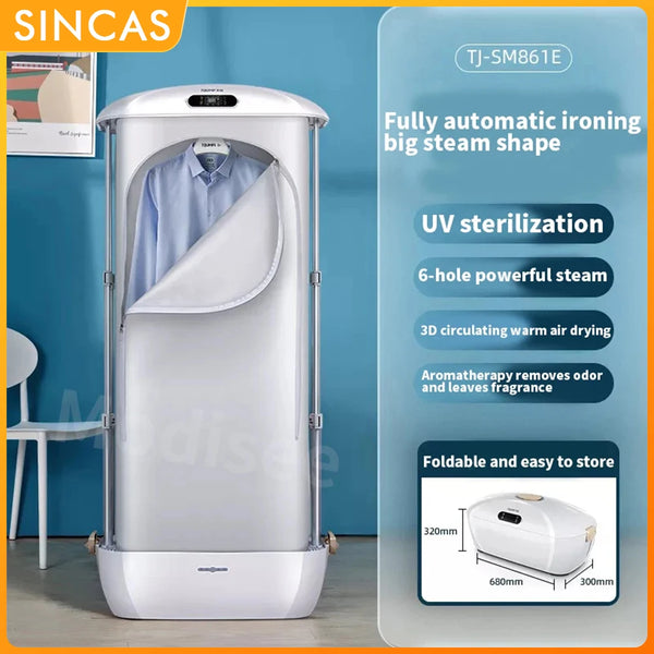 Electric Clothes Dryer Foldable Quick-Drying Machine Sterilization Disinfection Automatic Hanging Steam Ironing Dryer 220V 900W