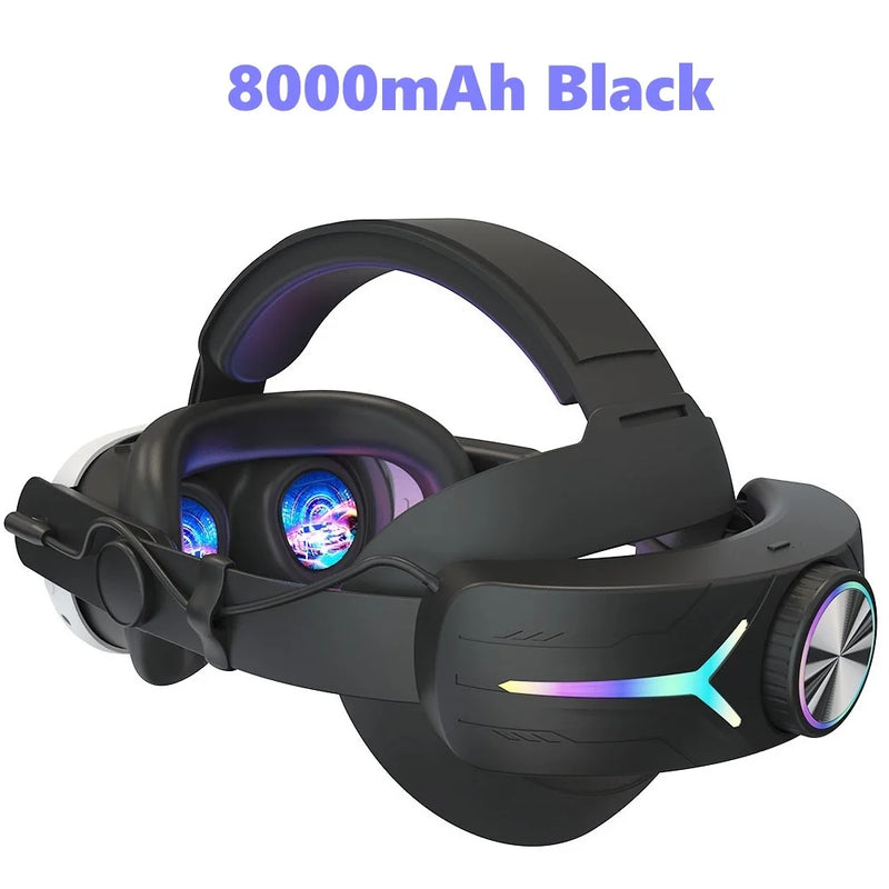 Elite Head Strap Comfortable Sponge Headwear Charging Headset with Built-in 6000 & 8000mAh Batteries for Meta Quest 3 VR